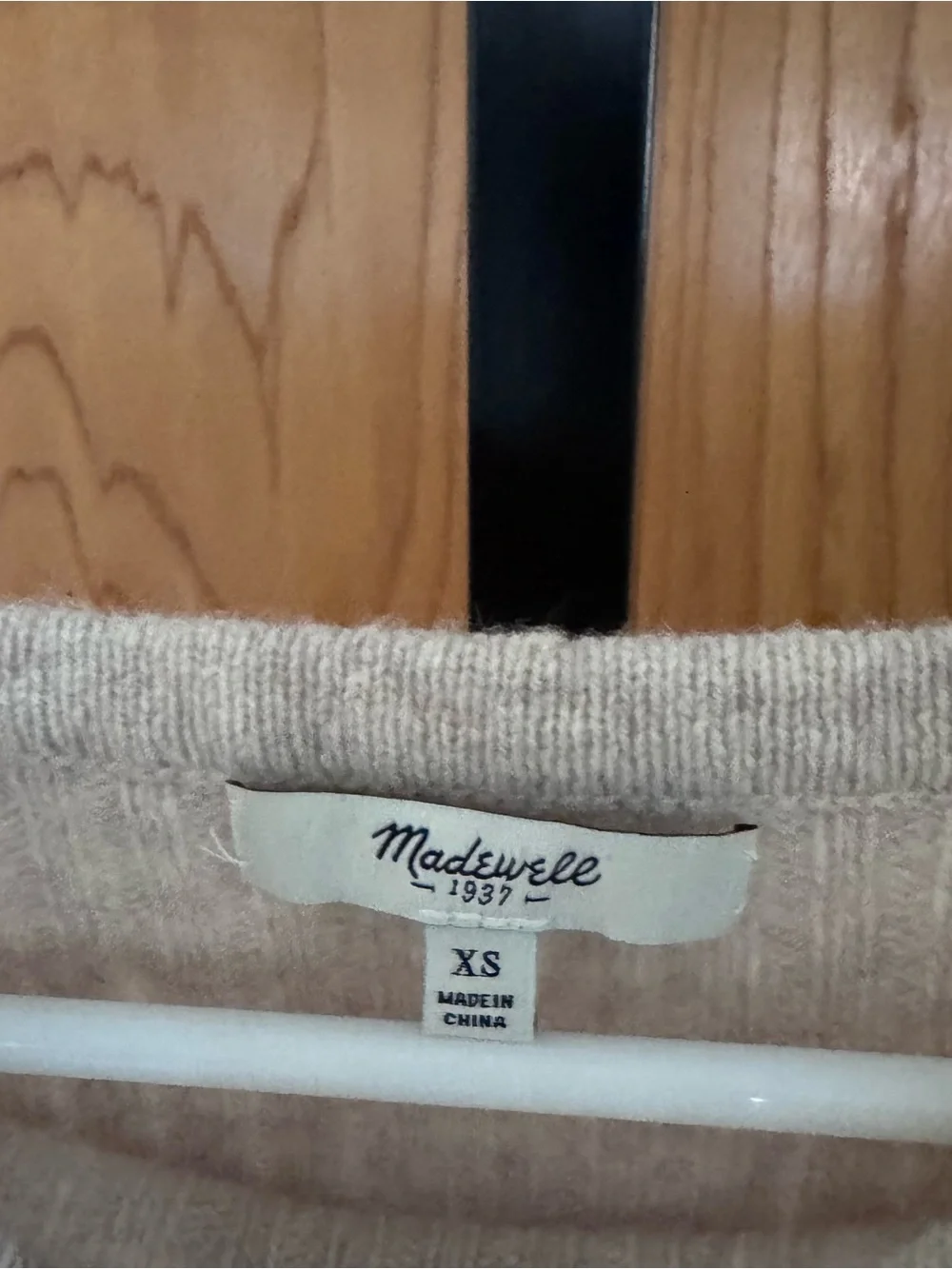 Madewell 100 % Merino wool Ribbed Yoke Button-Side Sweater cream XS
